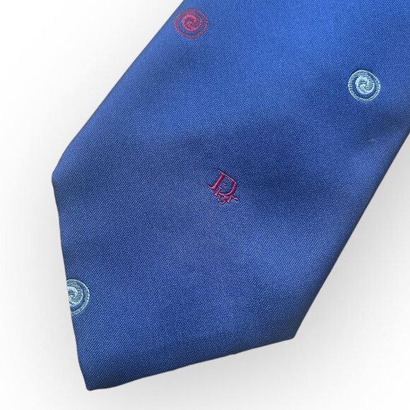 Christian Dior Red White and Blue Silk Blend Tie - Picture 2 of 4